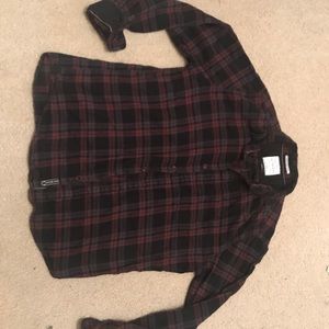 Maroon/Black Slim Fit Flannel